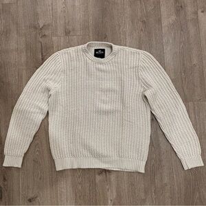 Hollister Waffle Knit Cream Crewneck Sweater